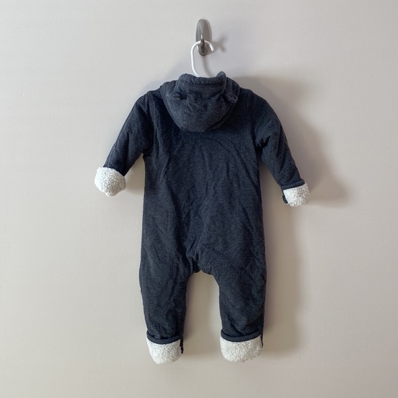 H&M organic cotton grey with fuzzy lined  jumpsuit 6-9M - Picture 4 of 9